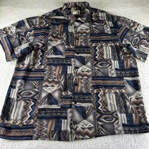 Vintage Iolani Sportswear Shirt Mens XL Abstract‎ Multicolor Hawaiian Button 60s